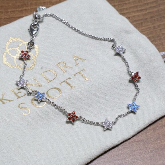 Kendra Scott Sierra Star Chain Bracelet Silver Crystal - Picture 2 of 3